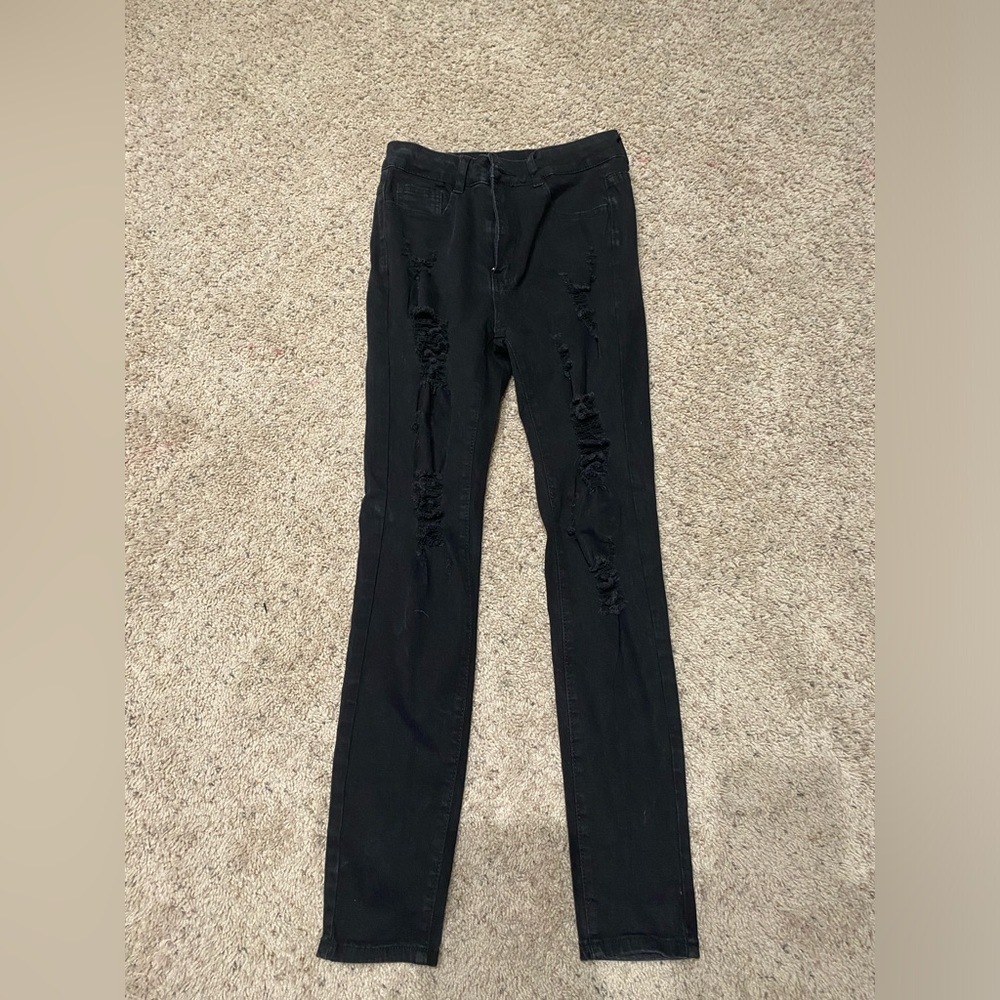 SHEIN black ripped skinny jeans